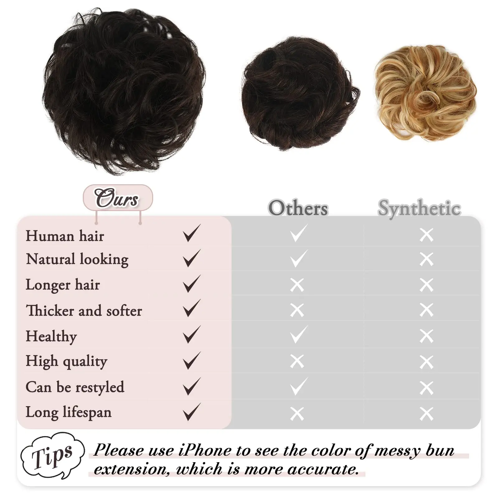 viramofa 100% Human Hair Bun Messy Bun Hair Piece Real Human Extensions Natural Curly Bun Hairpieces For Women/Kids human hair bun pieces