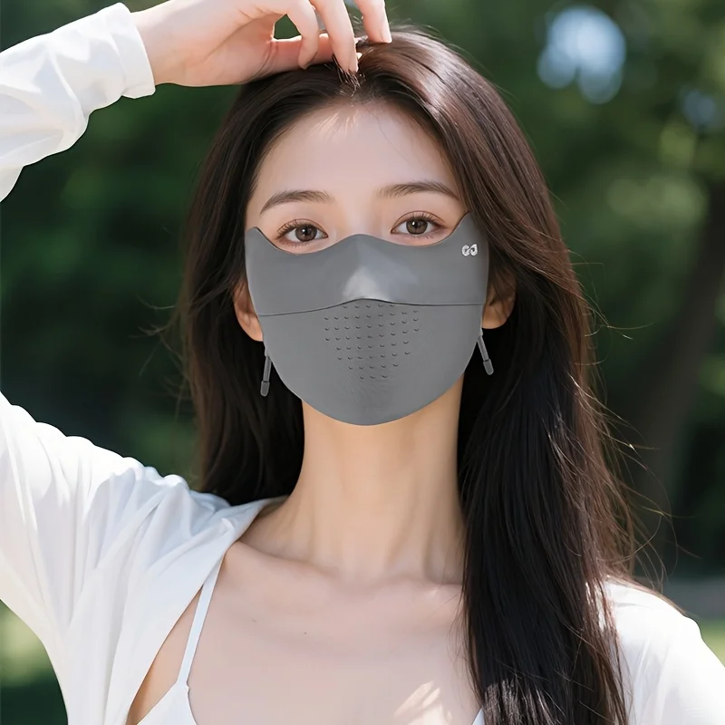 1pc Summer Face Mask - UPF Sun Protection, Lightweight & Breathable Ice-like Texture for Cycling, Outdoor Sports, Casual Attire