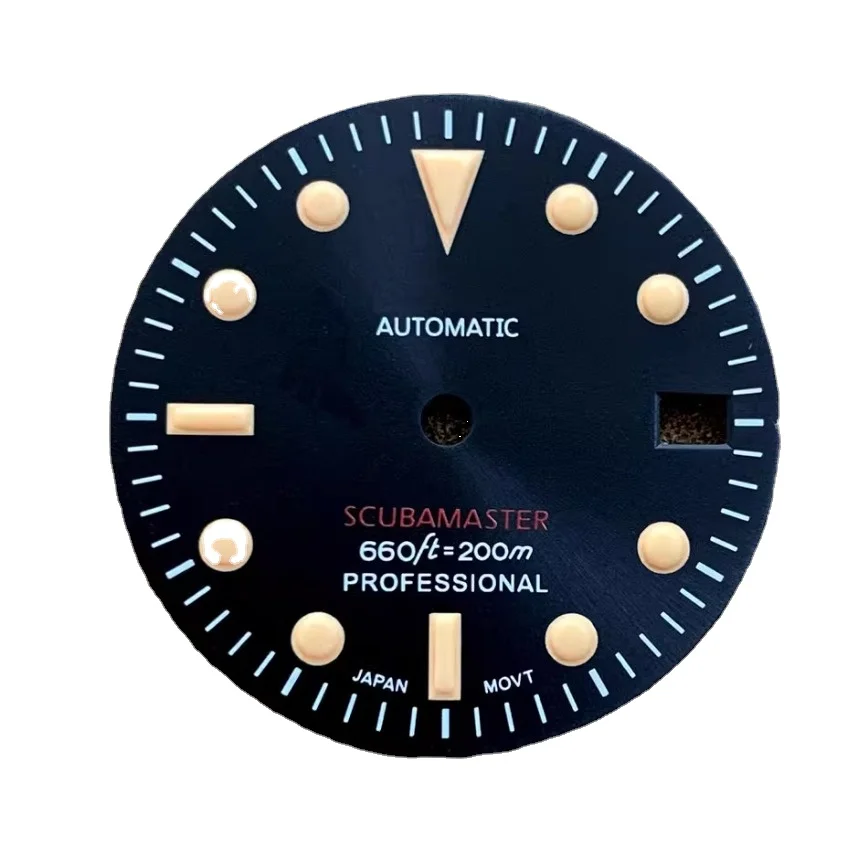 Retro Black Dial Sunburst Black Face Green Luminous Dial 28.5MM Fit for NH35/36/4R/7S Movements Watch Accessories Nh35 Dial