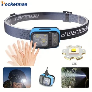 Smart Motion Sensor LED Headlamp USB Rechargeable Headlight Waterproof Head Lamp for Camping Fishing Cycling Hiking