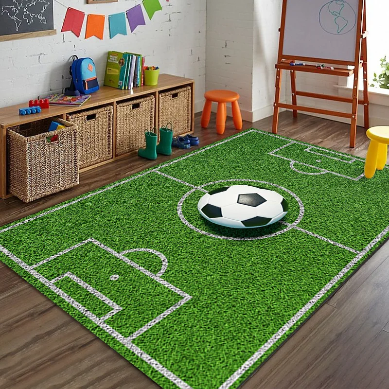 Cartoon Soccer Field Anti-slip Carpet Bedroom Living Room Kitchen Floor Rug Soft Children's Early Education Door Mat Home Decor 2