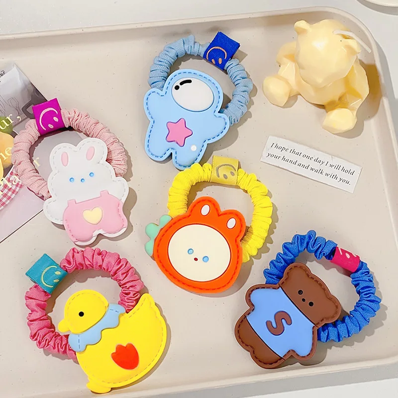 2022 New Women Girls Cute Cartoon Animal  Elastic Hair bands Colorful Rubber Band Headdress Kids Hair Accessories Ornaments simple modern simulation animal wave point wearing glasses resin craftwork creative cartoon living room ornaments x1718