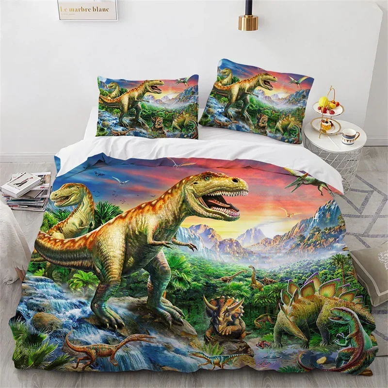 Jurassic World Park Dinosaur Bedding Set Boys Girls Twin Queen Size Duvet Cover Pillowcase Bed Kids Adult Home Textileextile