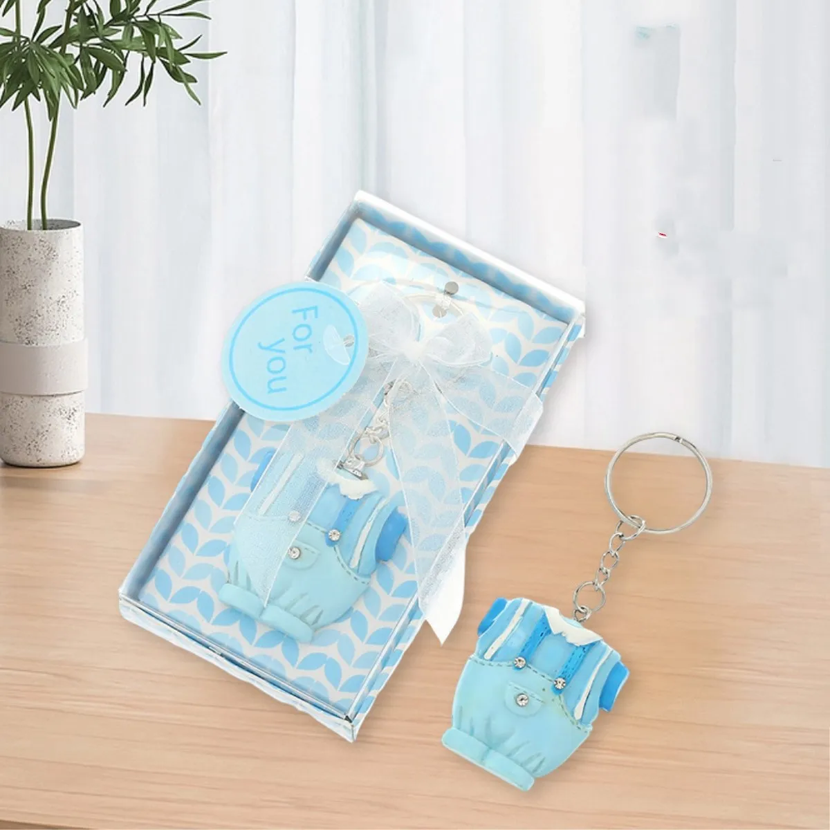 20 Pz/Lotto Baby Shower Boy And Girl Baby Clothes Portachiavi Blu O Rosa