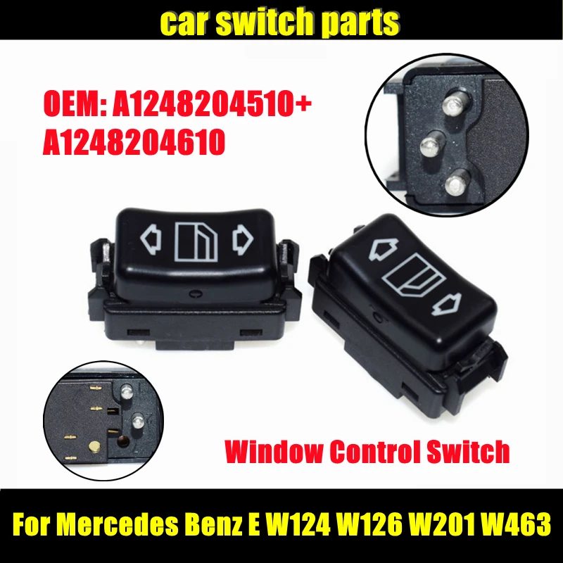 A1248204510 A1248204610 2Pcs Car Switch Parts for Mercedes Benz E W124 W126 W201 W463 Power Window Control Switch