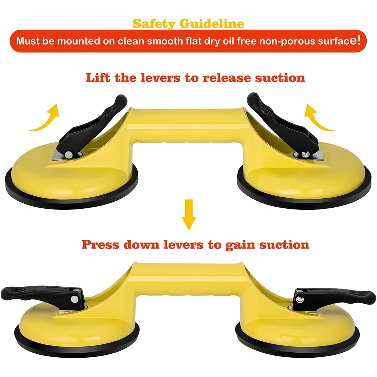 1-3 Vacuum Suction Cup Glass Suction Cup, Aluminum Vacuum Cup Lifter for Replace Windshield Tile Marble Floor