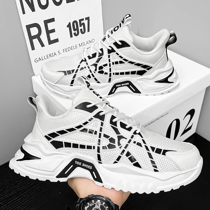 Men's Outdoor Running Sneakers - Comfortable and Breathable Design, Fashionable Lace-Up Sports Style, Versatile and Trendy