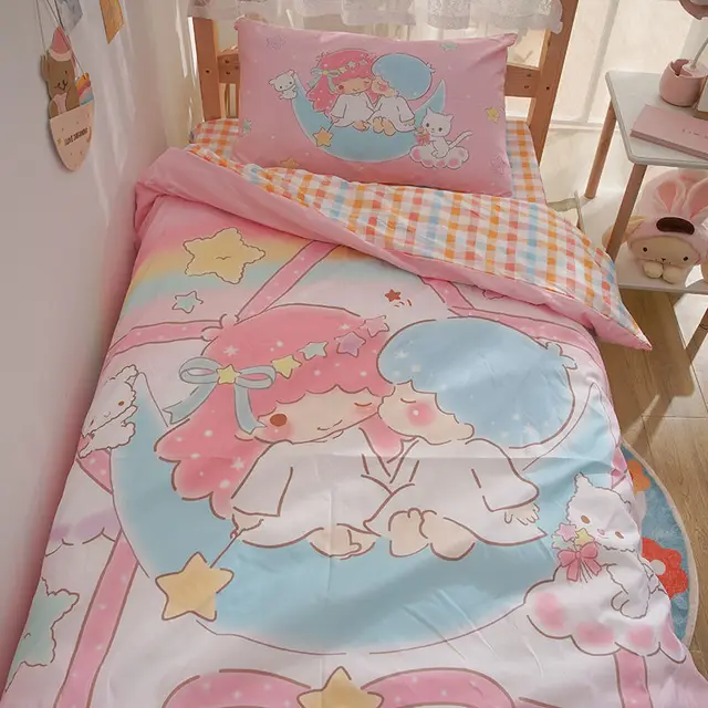 Kawaii Sanrio Mymelody Cinnamoroll (Pillowcase*sheet*quilt Cover) Cartoon Animation Upholstery Student Dorm Bedroom 4-Pack Gifts