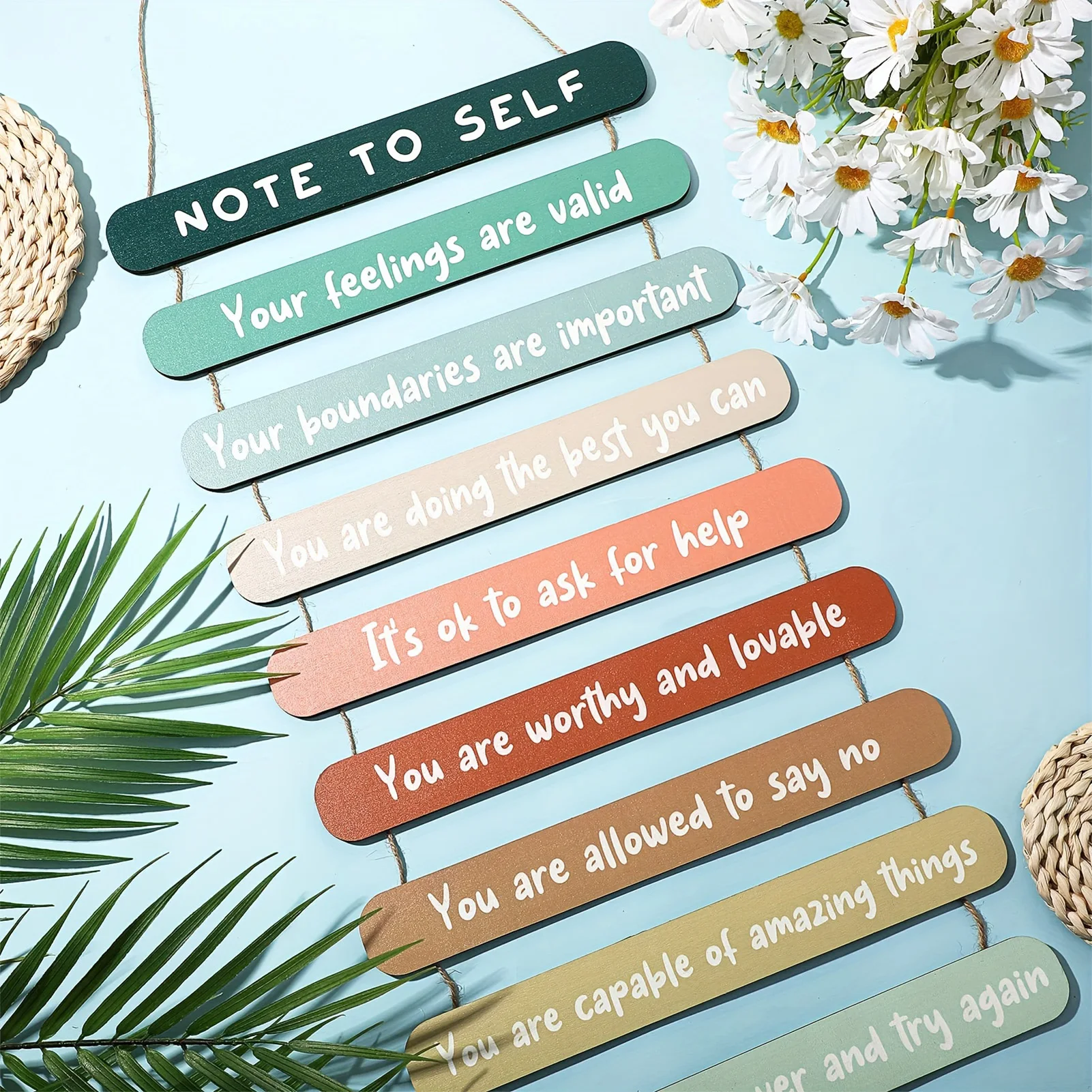 Positive Affirmations Wooden Hanging Decor Easy to Hang Encouragement Growth Mindset Posters Suitable for Office Home School