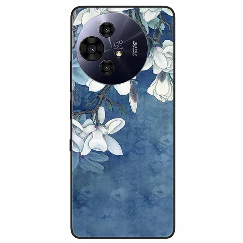 Floral Relief Painted Soft Silicone Phone Case - 6.8