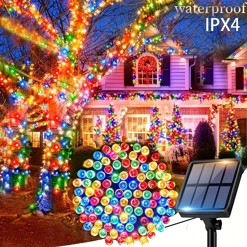 Stringa di luci solari per esterni, 12 m, 100 LED a sfera, luci solari