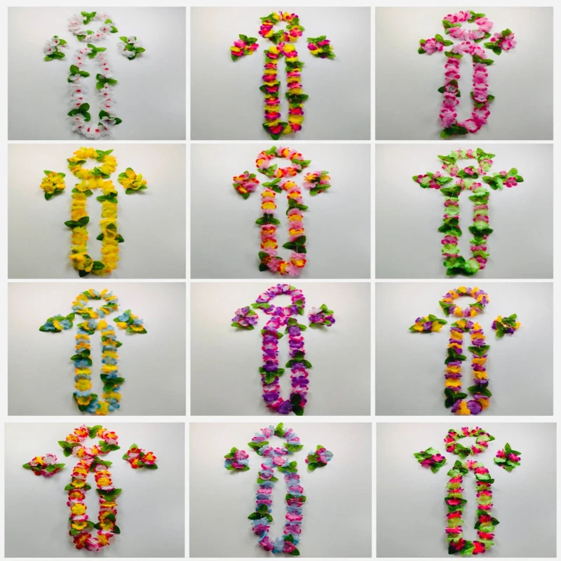 Hawaii Beach Fun 4 teile/satz Künstliche Hawaiianische Blume leis Girlande Halskette DIY Party Decor Dekoration Kostüm Party – Detail 1