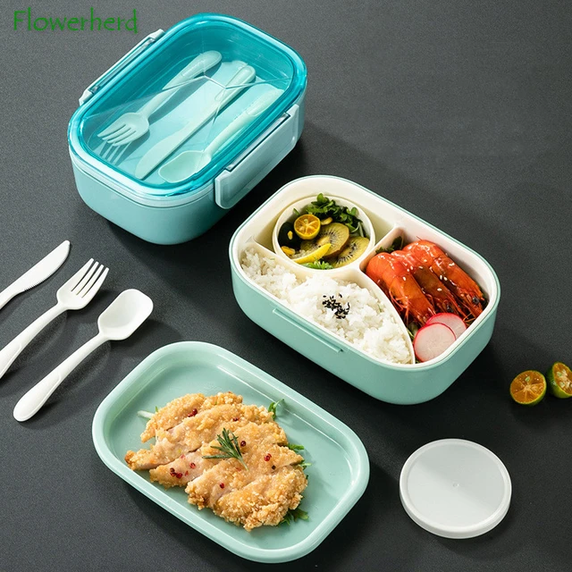 Lunch Box, 3 Compartment Sealed Bento Box and Cutlery Set Lunch Boxes for  Kid Adult, Suitable for Microwave and Dishwasher - AliExpress
