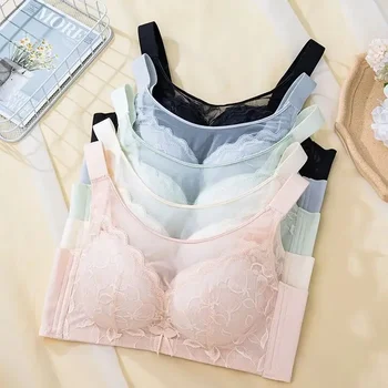 Summer Large Size Bra Wireless Seamless Gathered Underwear for Plump Women Prevents Sagging Invisible Cotton Bra