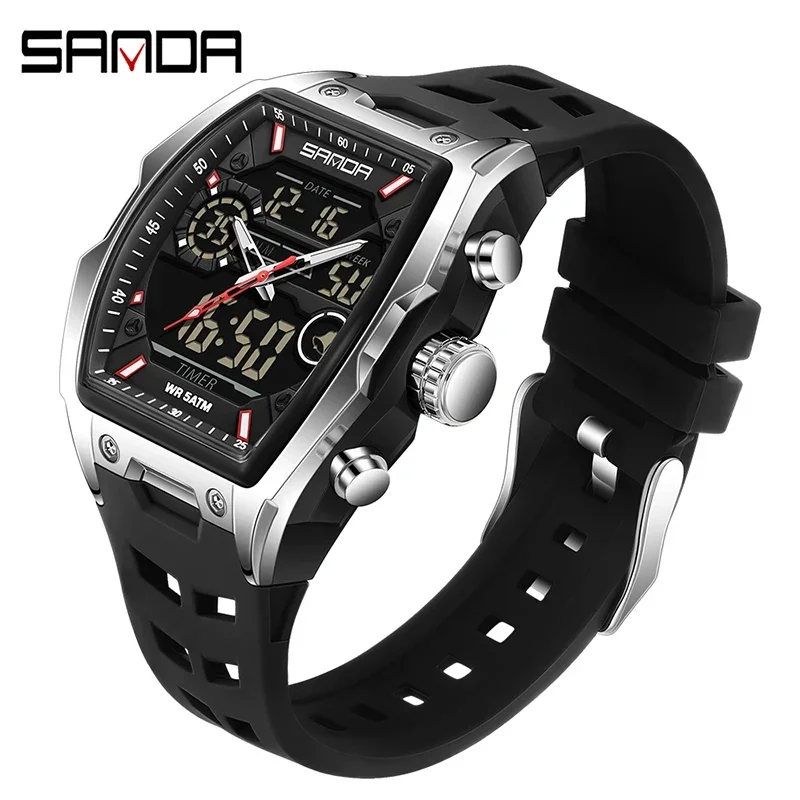 SANDA Men's Sports LED Analog Digital Chronograph Watch