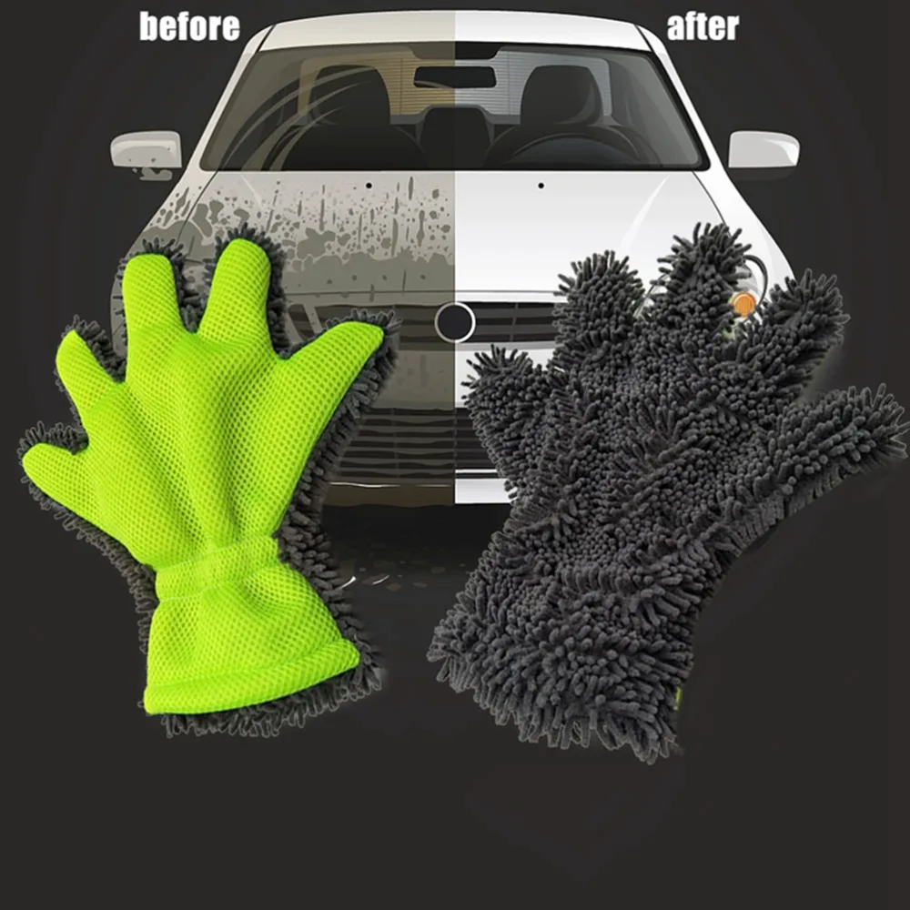 

Soft Washing Drying Car Accessories Brush Cleaning 5-Finger Car Washing Gloves