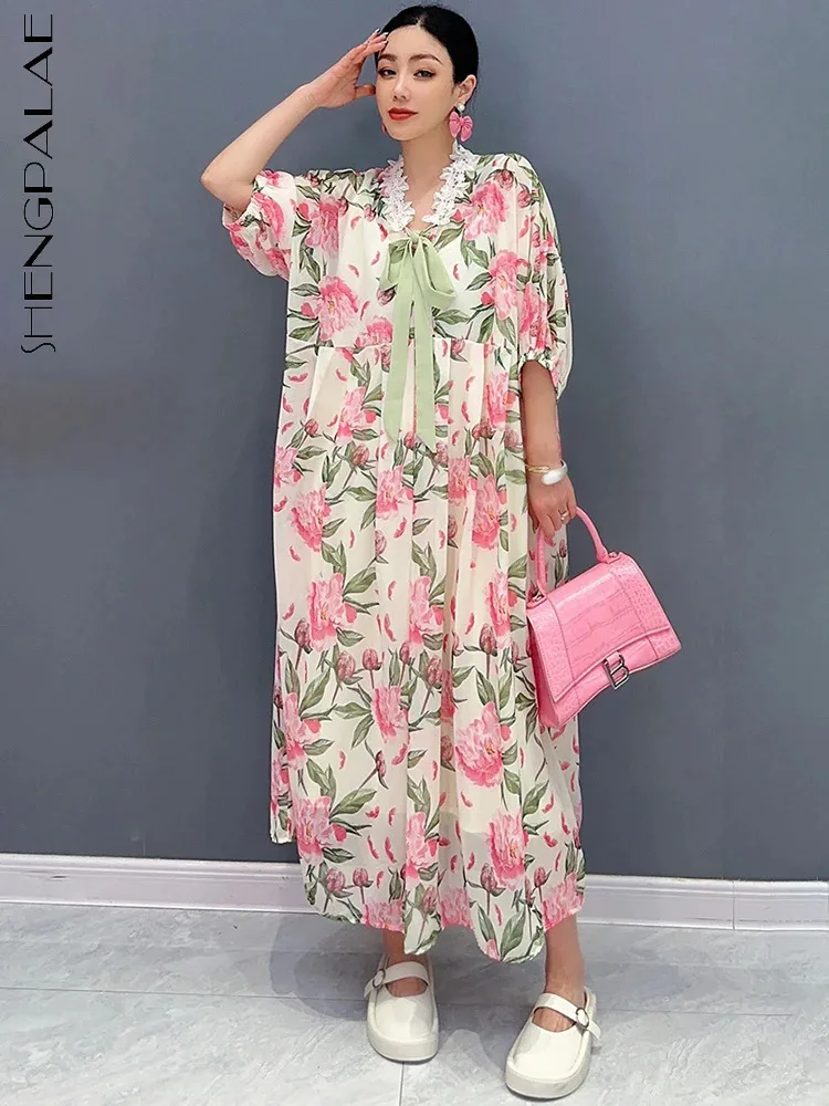 

Женское шифоновое платье SHENGPALAE, повседневное элегантное свободное шикарное платье с принтом, модель R9866 на лето, 2024