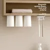 Wall Mounted Magnetic Toothbrush Holder Tooth Cup Set Drip Dry Bathroom Organizer Space Saving Hanging Rack For Brushes Oral Car 1