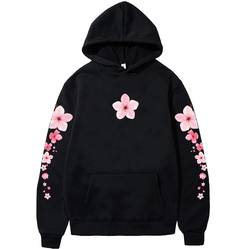 

Japanese Blossom Sakura Graphic Hoodies Winter Long Sleeve Comfortable Sweatshirts Casual Female Cartoon Printing Pullovers Girl