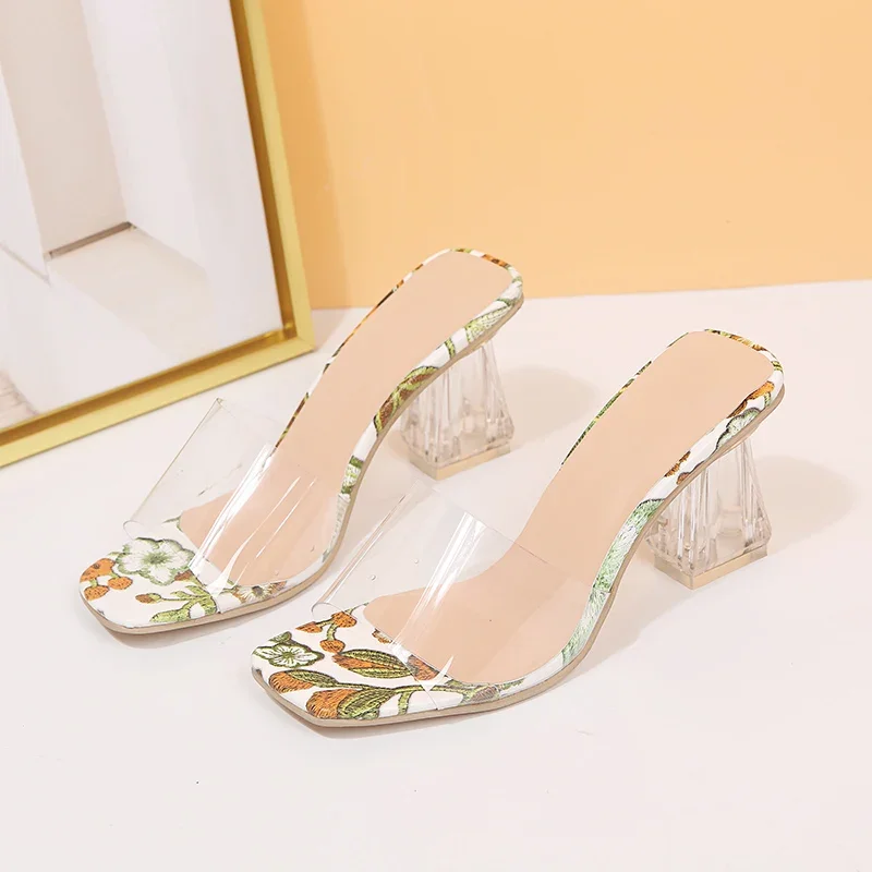 Women Sandals PVC Crystal Heel Transparent High Heels Summer Sandals Pumps Shoe Size 35~43 women high heels