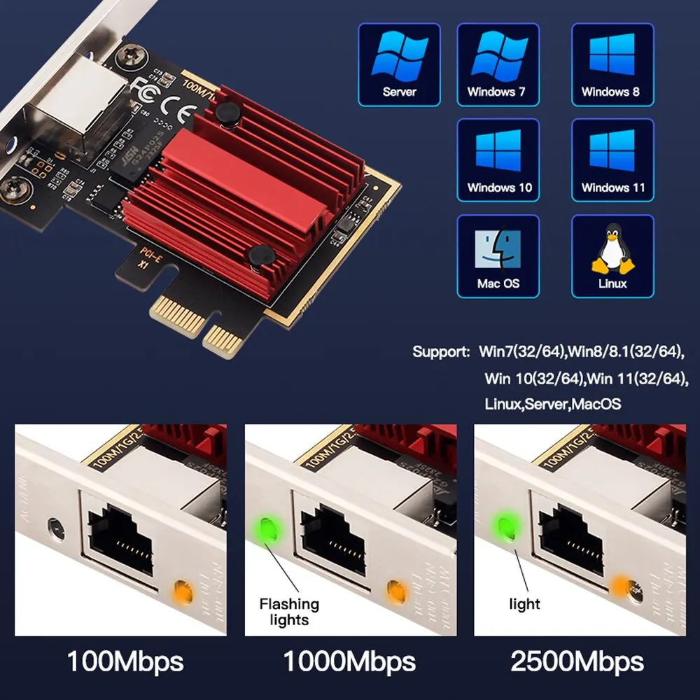 Fenvi 2.5g pci-eからrj45ネットワークカードrtl8125bチップ100