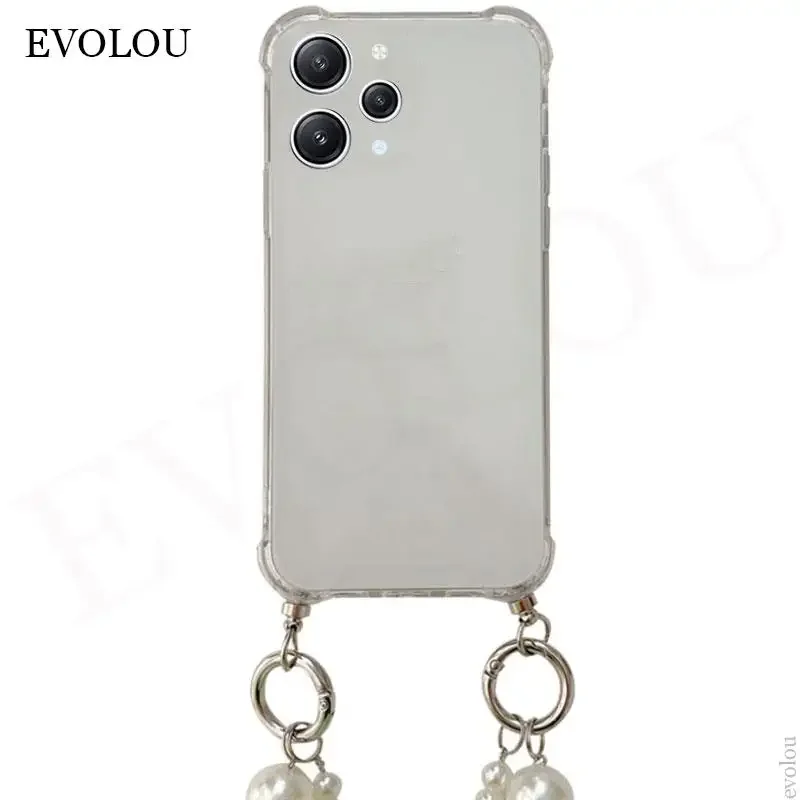 Elegant Crossbody Pearl Bracelet Chain Case with Necklace Lanyard - Shockproof Silicone Cover