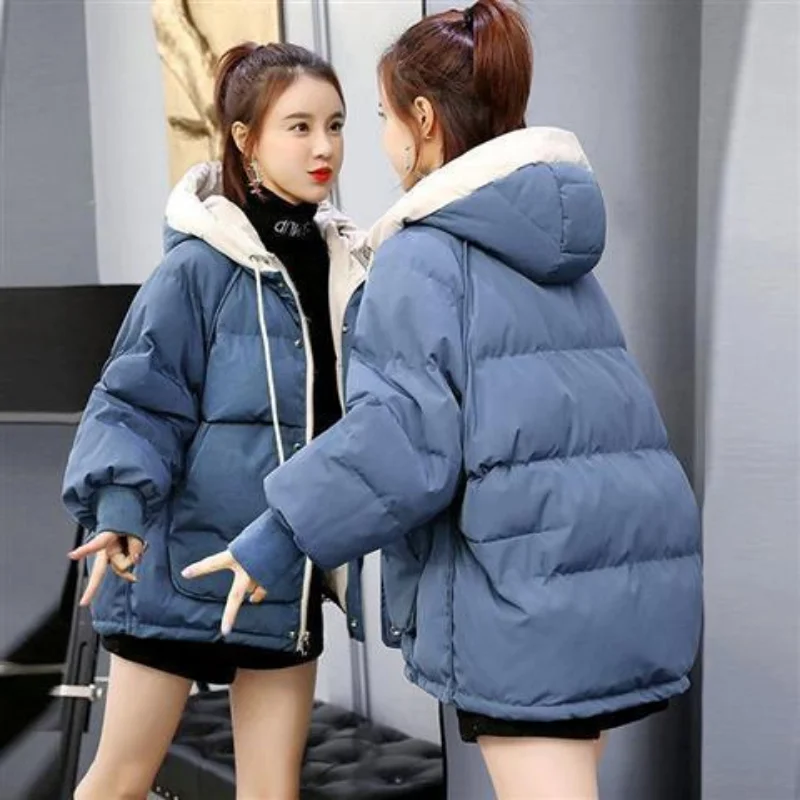 Women Cotton Coat 2023 new Winter Jacket Female Loose Large Size Parkas Hooded Outwear Short Warm Over coat