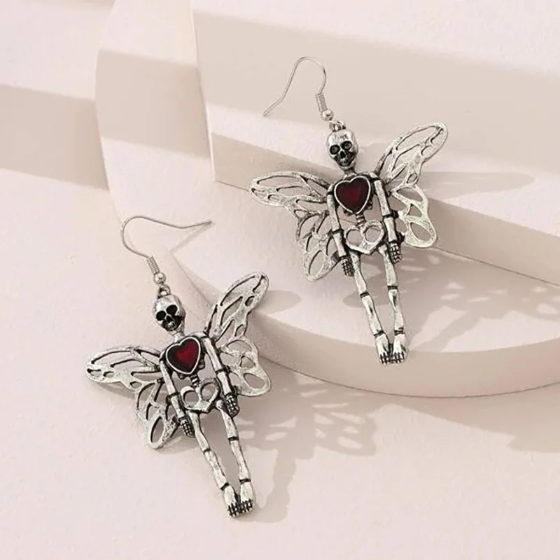 Dangle Earrings Halloween Skull Skeleton Drop Earrings Women Fashion Punk Charm Ghost Spider Web Dangle Earrings Jewelry Gift