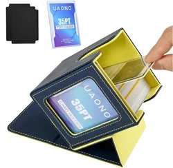 Premium PU Leather Trading Card Display Storage Box - Holds Over 120 Sleeved Cards (YELLOW)