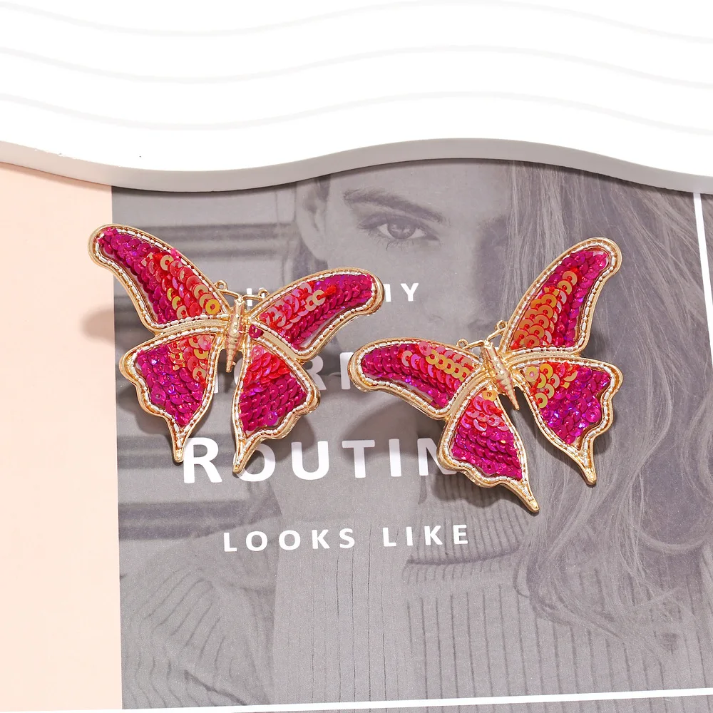 

Fashion Metal Sequin Woven Butterfly Dangle Earings for Women New Minimalist Charm Design Jewelry Party Accessories