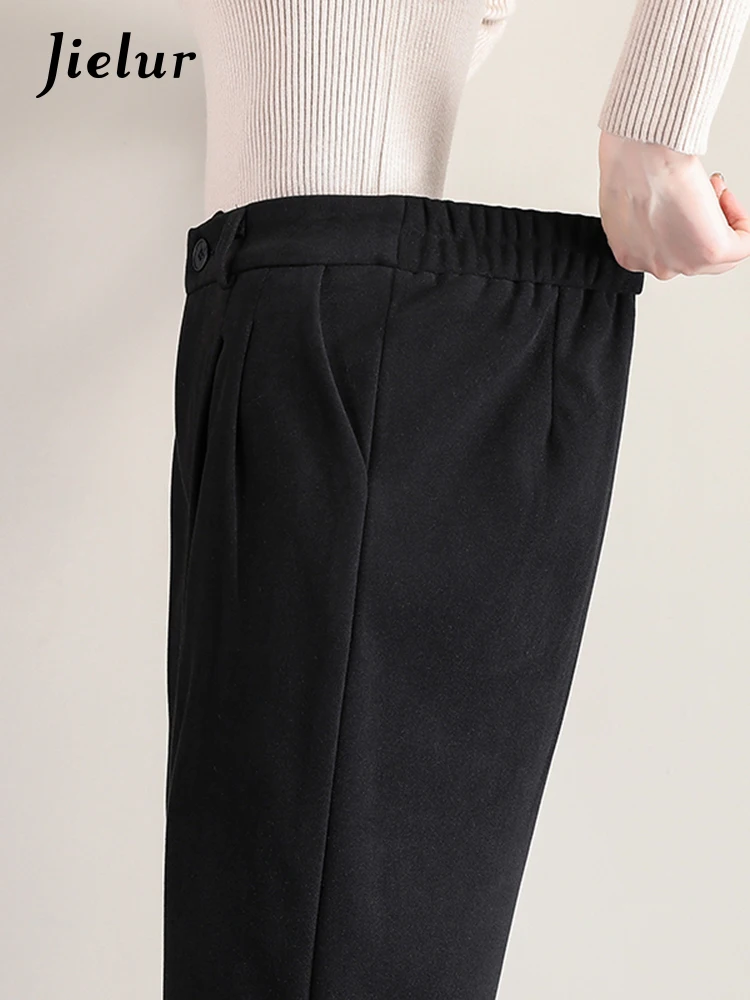 Jielur New Solid Color Slim Female Harem Pants Casual Loose Chic High Waist Fashion Women Pants Simple Office Lady Black Coffee