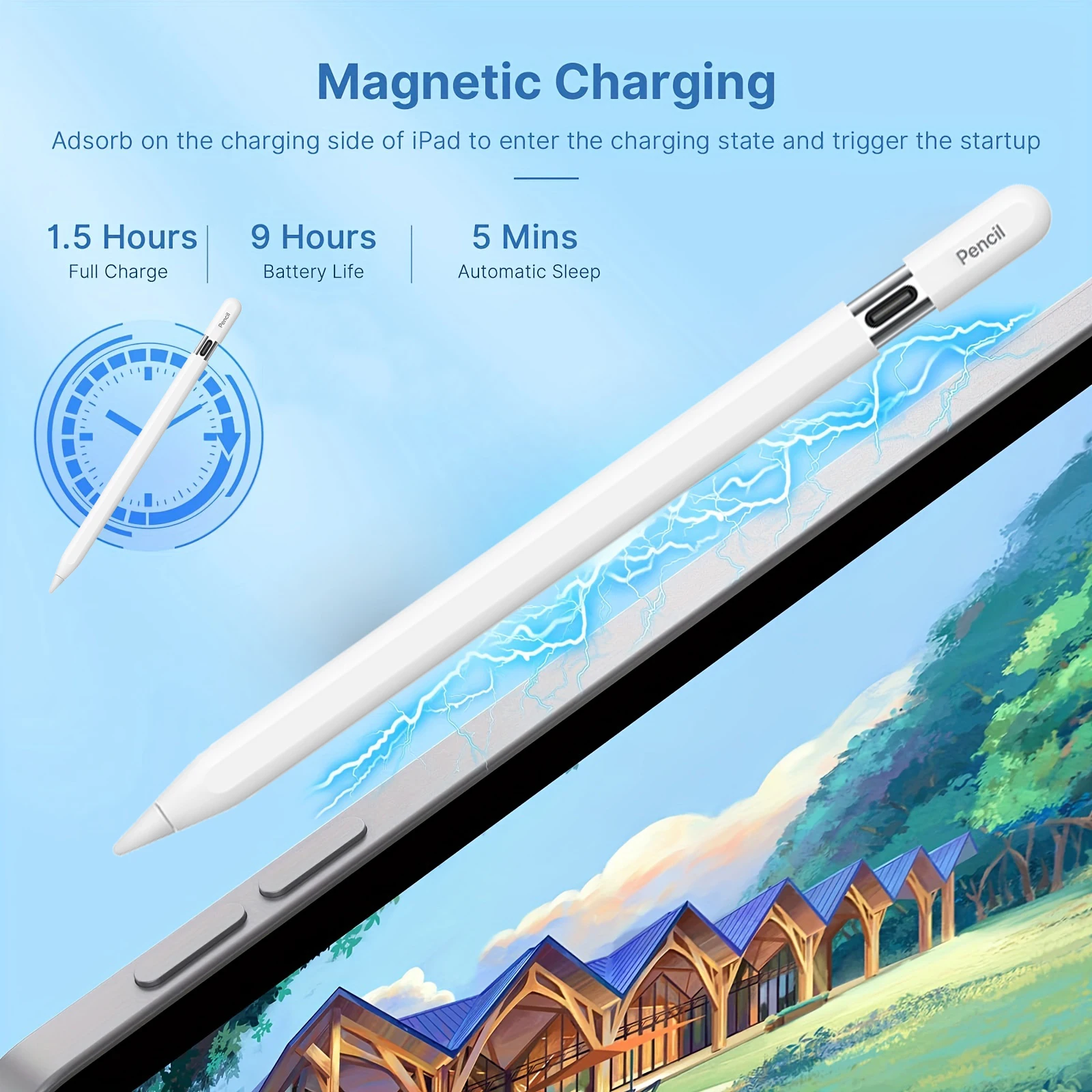 Carregador Magnético para Lápis Ipad Rejeição de Palma Caneta Inclinável Usb-c Apple Pencil 32 2023 2023 2023 20232023 - Imagem 5