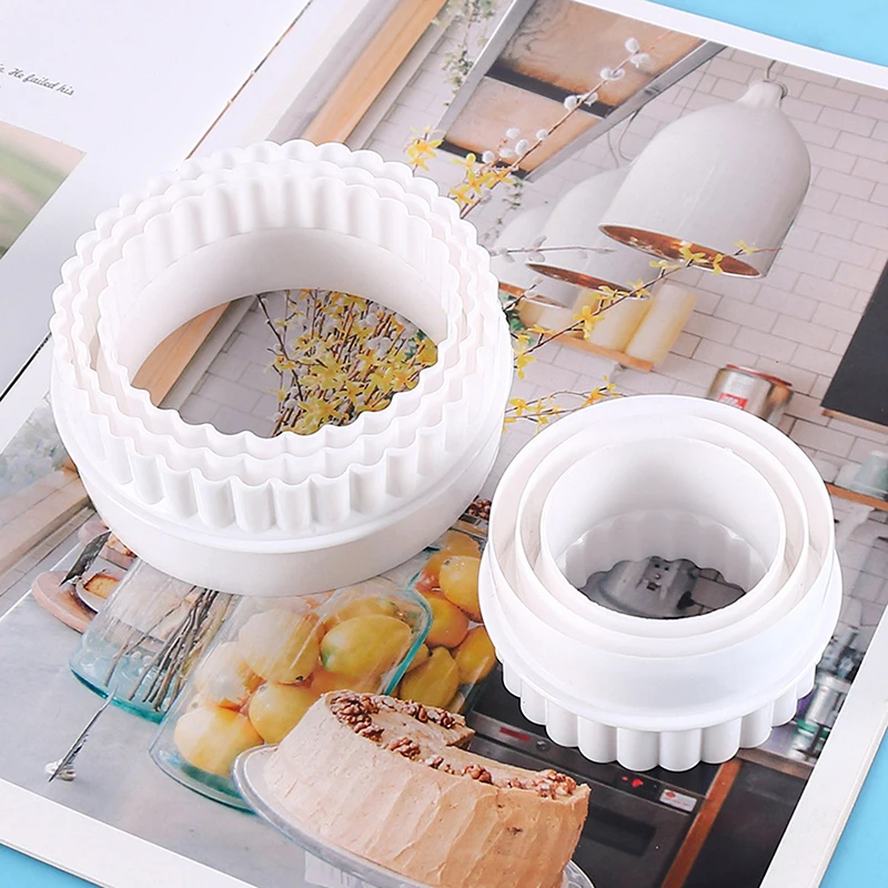 Cookie Cutters 6Pcs/Set White Wave Round Double-sided For Kitchen Baking Pastry Candy Chocolate