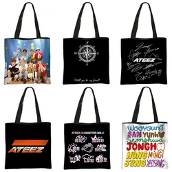 Korean Kpop ATEEZ Shopping Bags Fellowship Break The Wall Women Handbag Fashion Totes Bag Reusable Grocery Shopper Bag