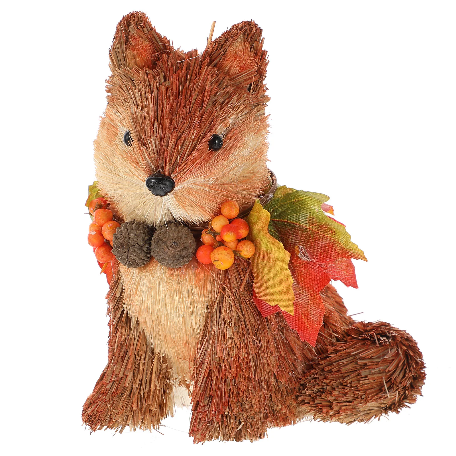 

Fomiyes Animals Figurine Fox Figurine Statues Christmas Fox Ornament Garden Statue Maple Leaves Pine Cone Autumn Fall