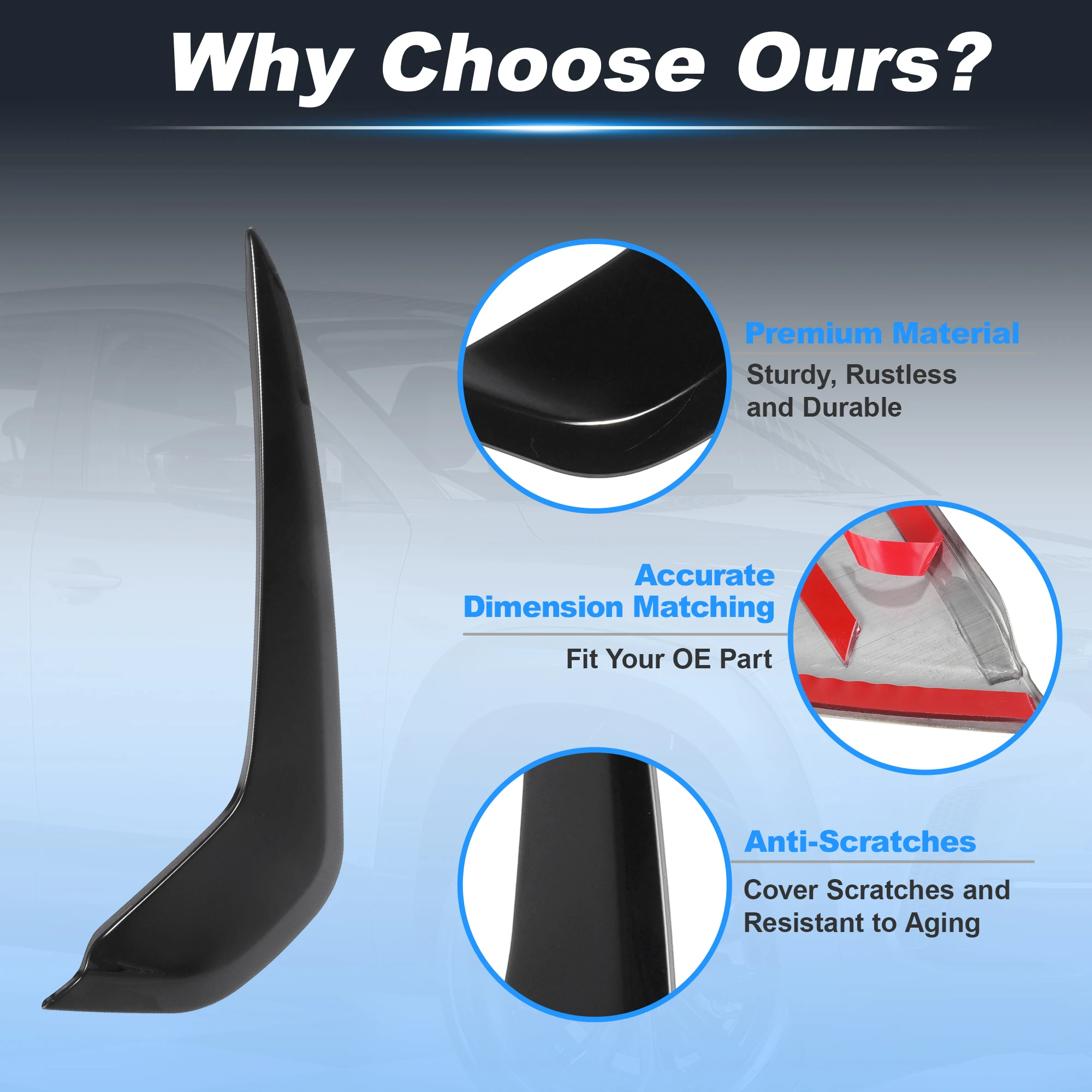 UXCELL 1쌍 뒷문 창문 D 필러 포스트 트림 커버 마쓰다 CX50 2023-2026 블랙