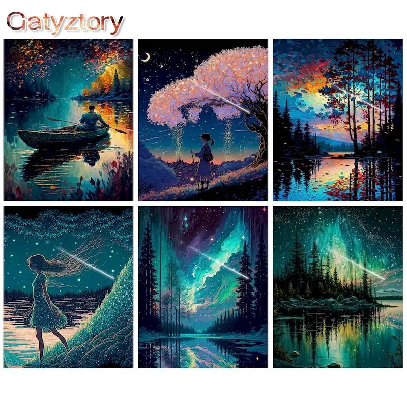 

GATYZTORY Coloring By Number Scenery Kits Handpainted Picture Drawing On Canvas For Adults DIY Frame Home Decor 50x65cm