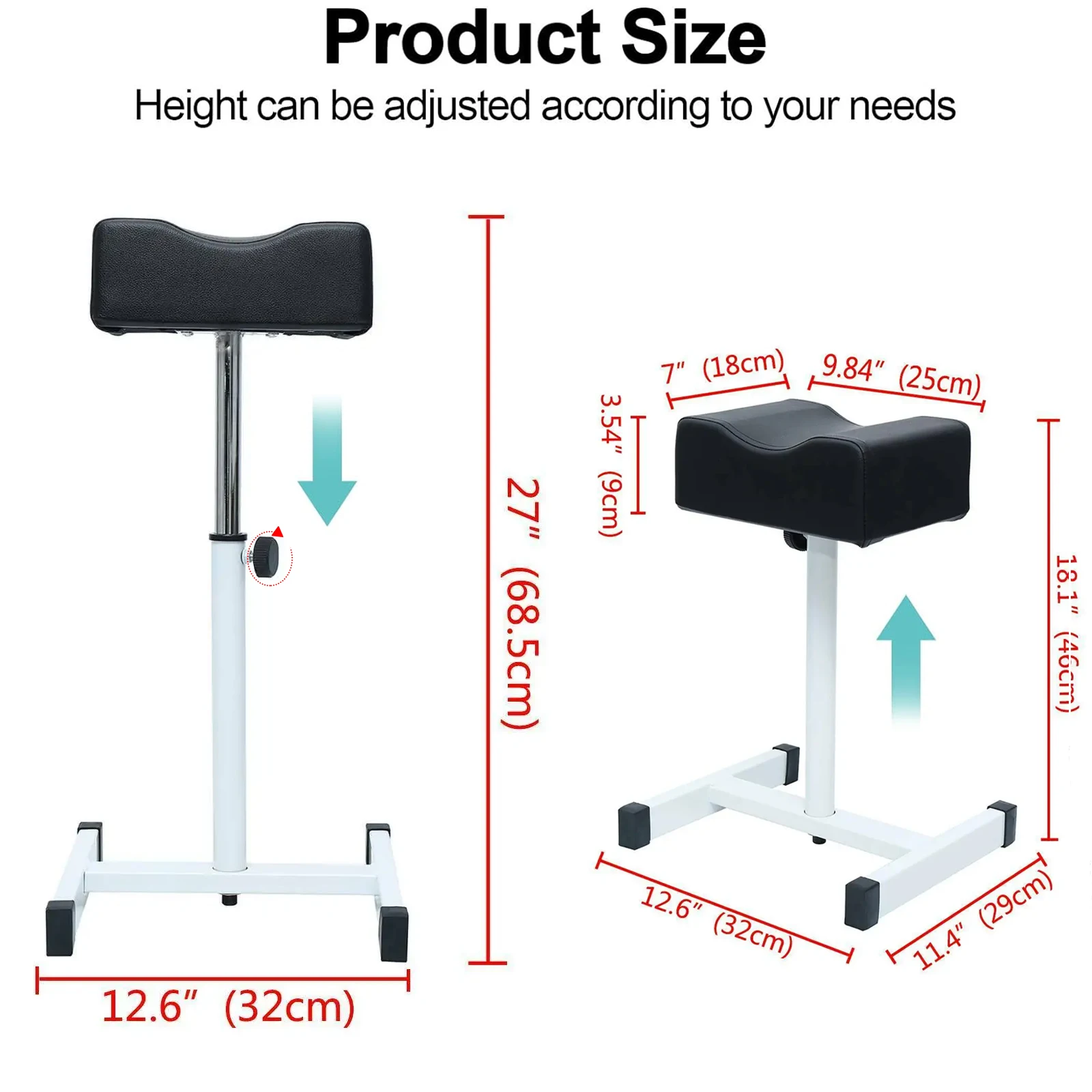 Nail Footrest Pedicure Manicure Adjustable Black