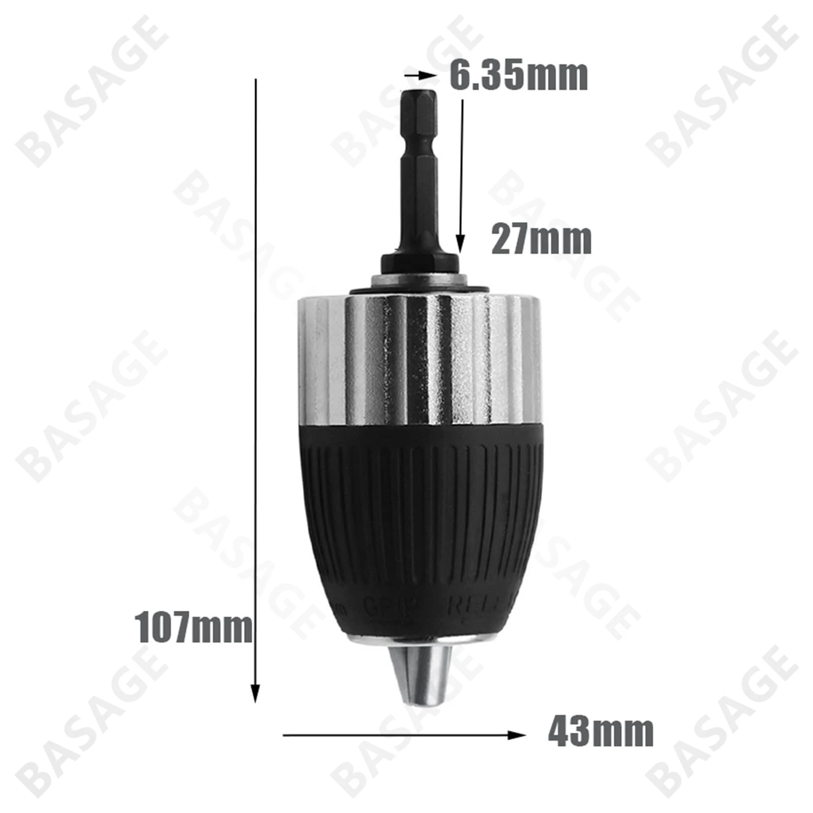 1.5-13mm Electric Drill Chuck Keyless Self-locking 3/8-24UNF Driver Tool Accessories Keyless Adapter Impact Hex Shank
