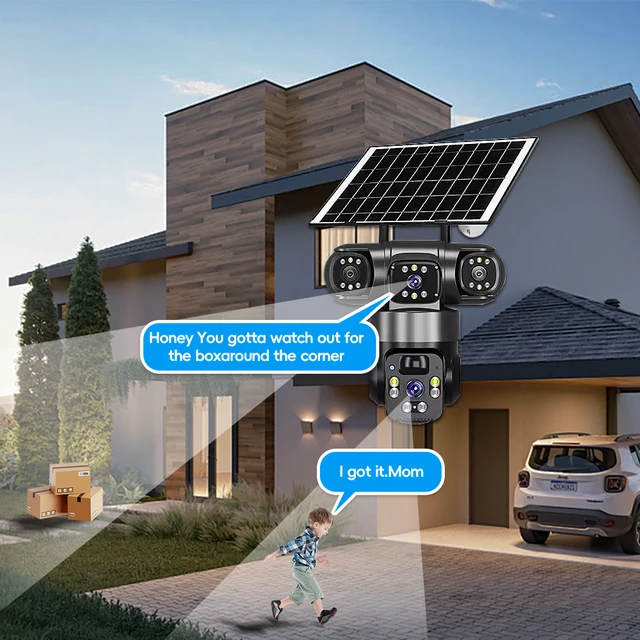 AIOOK 4G Solar Camera HD 12MP Outdoor CCTV Waterproof Night Vision Two-Way Intercom V380 PRO Camera Mobile Tracking  IP Camera 6