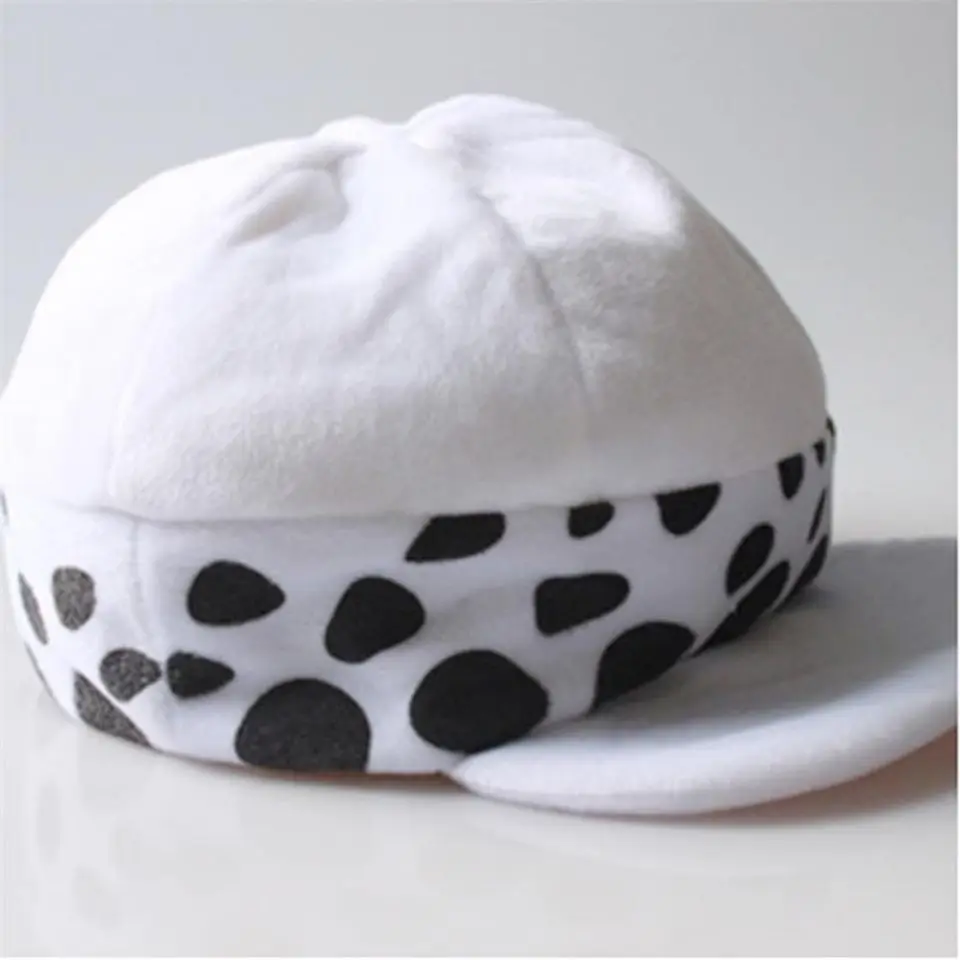 Anime Trafalgar Law Hat Cosplay Costumes Unisex White Spot Plush Cap Accessories Prop Collection Gift Halloween 6