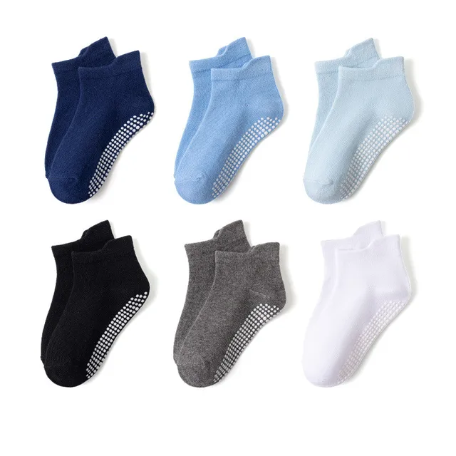 6 Pairs 0-5 Years Old Non-Slip Kids Socks with Grip Little Girls Boys Ankle Socks Infants Toddlers Children Floor Socks 6