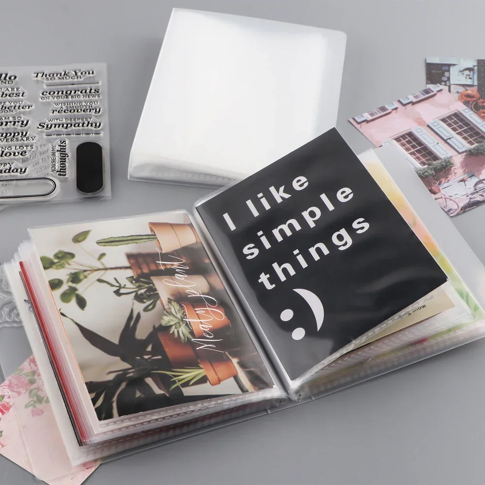 40 Pages Multipurpose A6 Clear Sticker Photo Storage Album For Scrapbooking Stamp and Dies Storage Book Organizer Folder Sheets