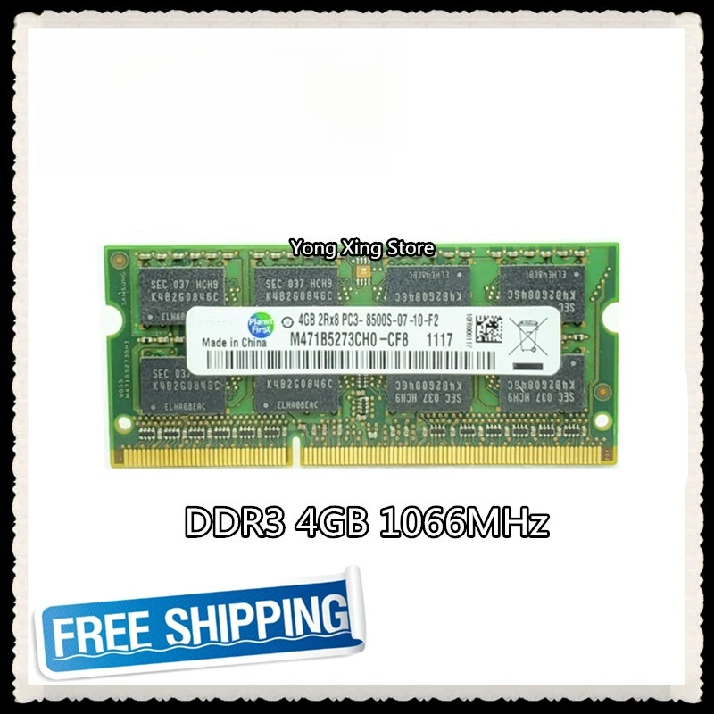 Barrette RAM DDR3 4 Go 1066 MHz PC3-8500 - 204 Broches, 1,5 V - Compatible Ordinateur Portable - Module Mémoire Plug And Play