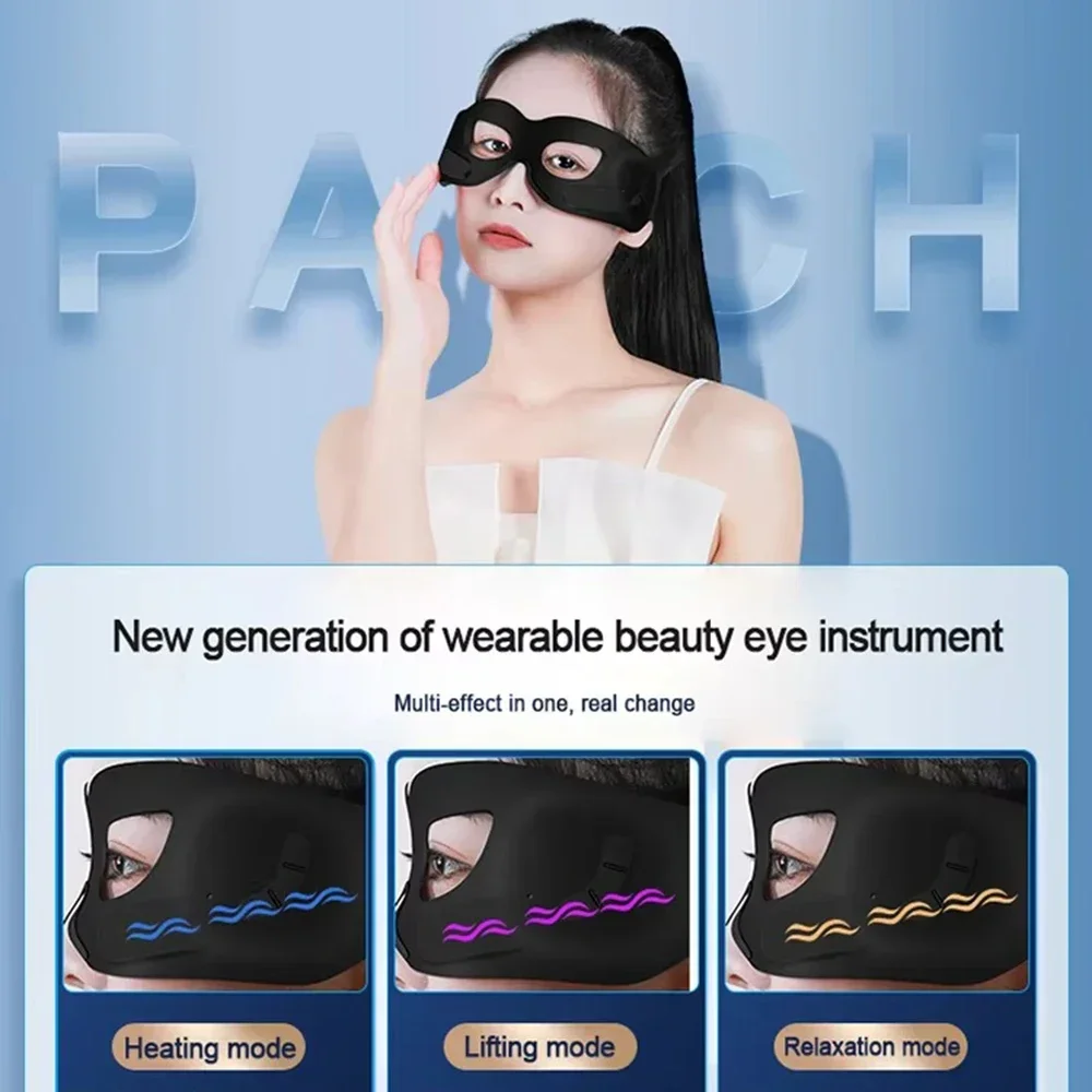 Portable LED Display Eye Massager Dark Circle Removal Massage Anti Wrinkles Facial Eye EMS Heated Massager Silicone Mask Device