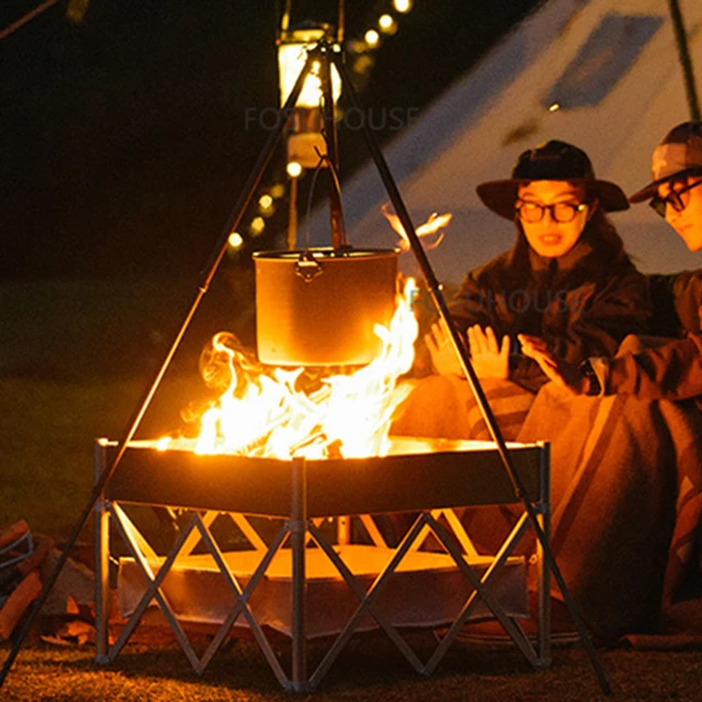 Modern Vas Tűz Gödrök Kültéri Fűtőkészülékekhez Grill Hordozható Kreatív Téli Szabadidős Kemping Tábortűz Keret - Image 5