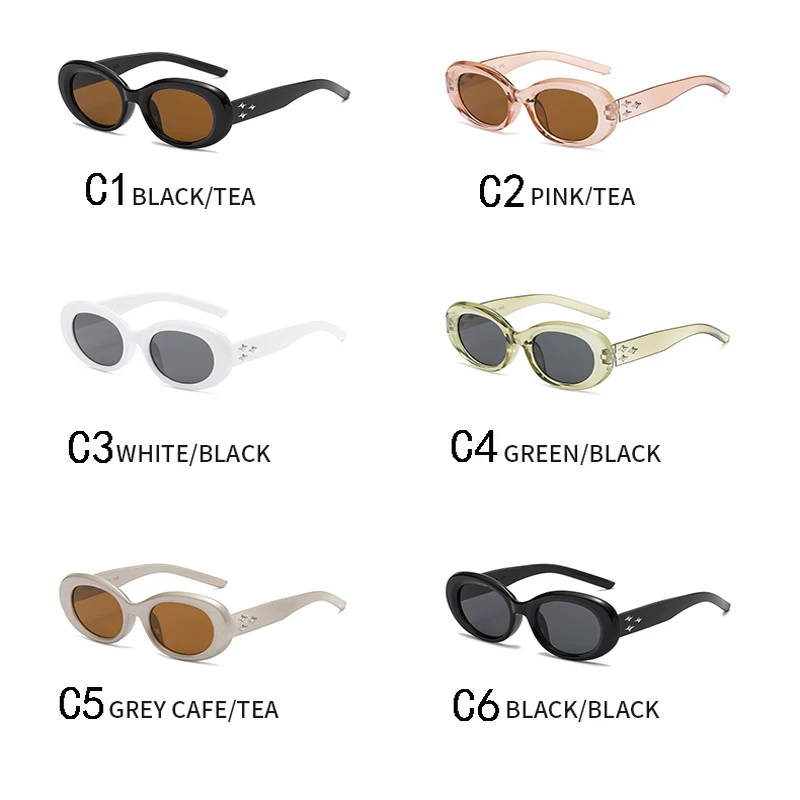Oval Sunglasses for Men Women Fashion Retro Brand Design Shades Eyewear Fishing