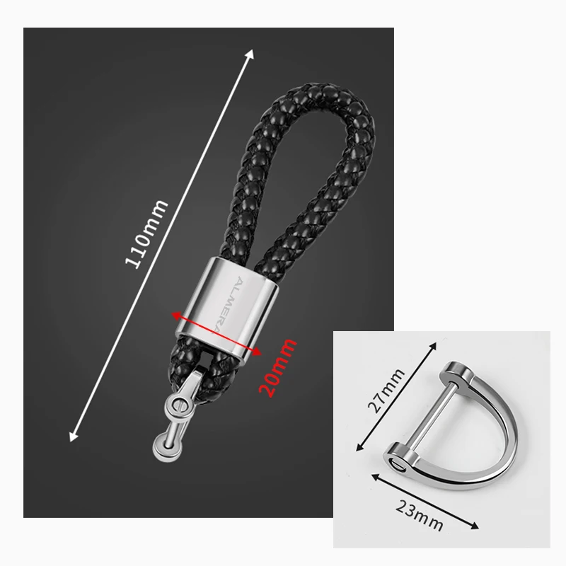 Leather Rope Car Keychain Hand Braided Horseshoe Buckle Keychain for Nissan Almera G15 N16 Accessories