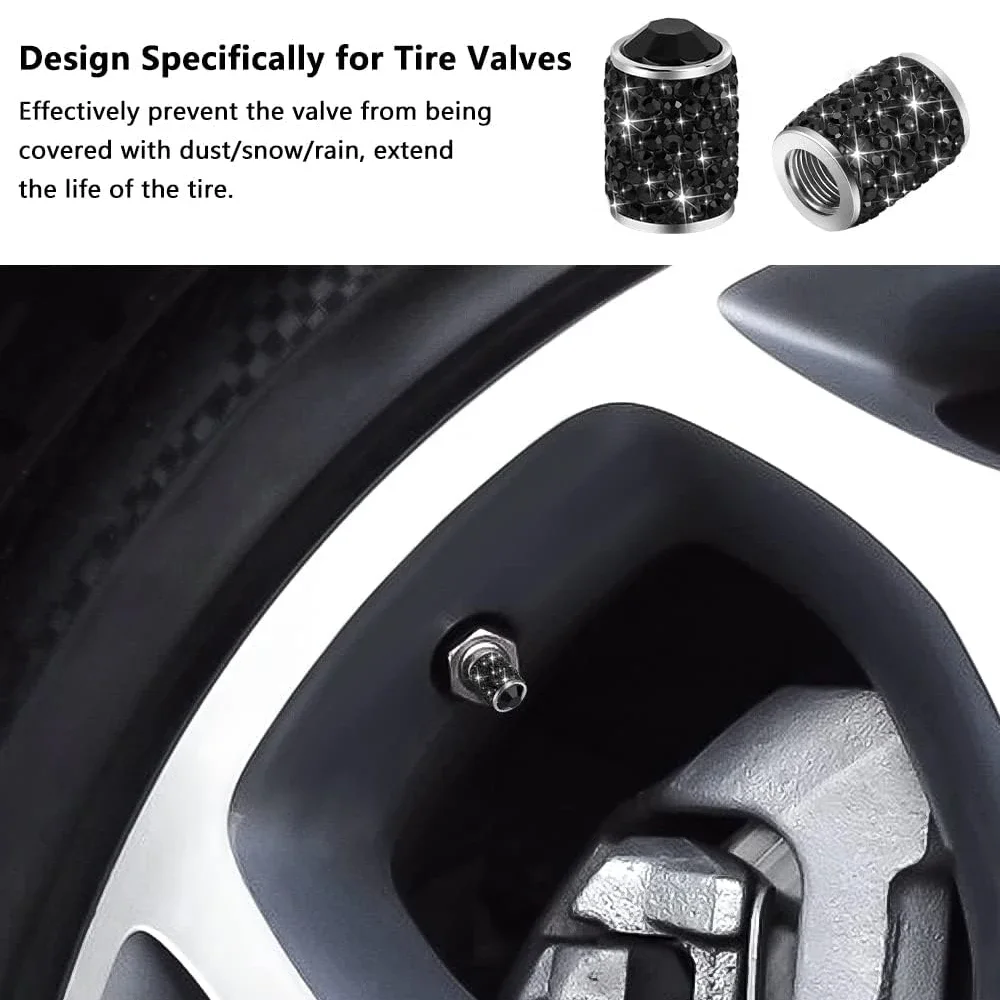 Luxurious Bling Rhinestone Tire Valve Caps - Set of 4
