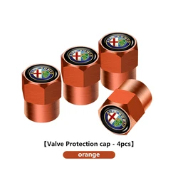 Premium Car Wheel Tire Valve Caps - Set of 4 Dust - Proof Rim Stem Covers (ROMEO - A - orange - 4PCS)
